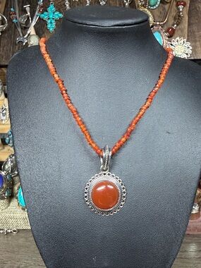 Studio Barse Carnelian pendant on natural Carnelian Necklace
